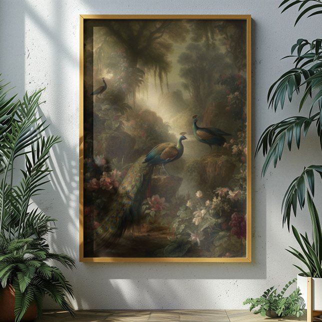 Botanical: three peacocks in English garden  Poster (Creator Uploaded)