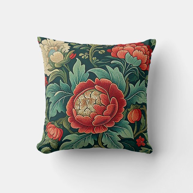 Botanical Throw Pillow - Peony (Front)