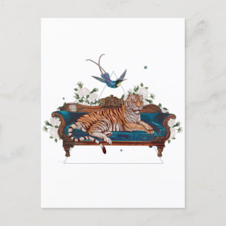Botanical Tiger on Lounge Chair Postcard