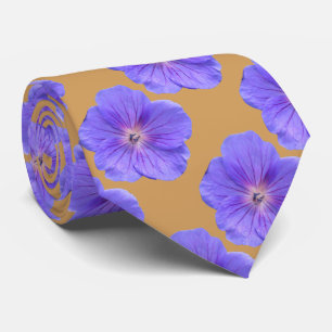 Botanical Tiled Blue Geranium Flower Photo Tie