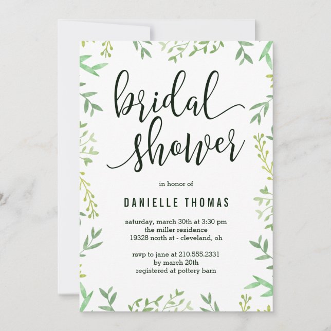 Botanical Touch Bridal Shower Invitation (Front)