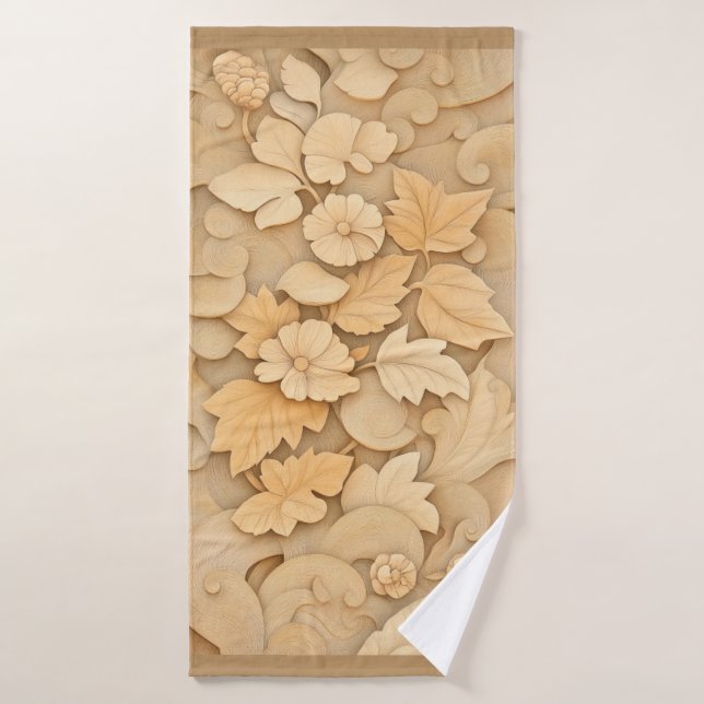 Botanical Towel in Warm Neutral Shades (Bath Towel)