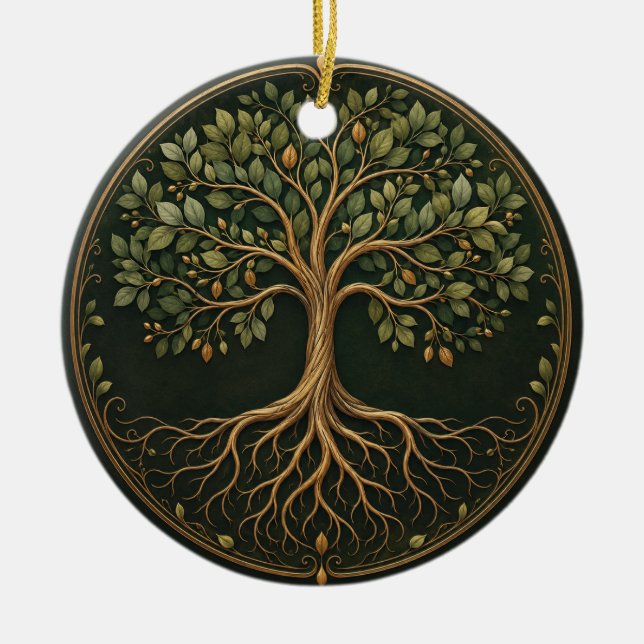 Botanical Tree, Tree of Life, Ceramic Ornament (Front)
