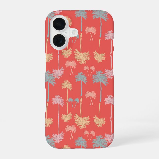 Botanical Trees in Coral iPhone 16 Case (Back)