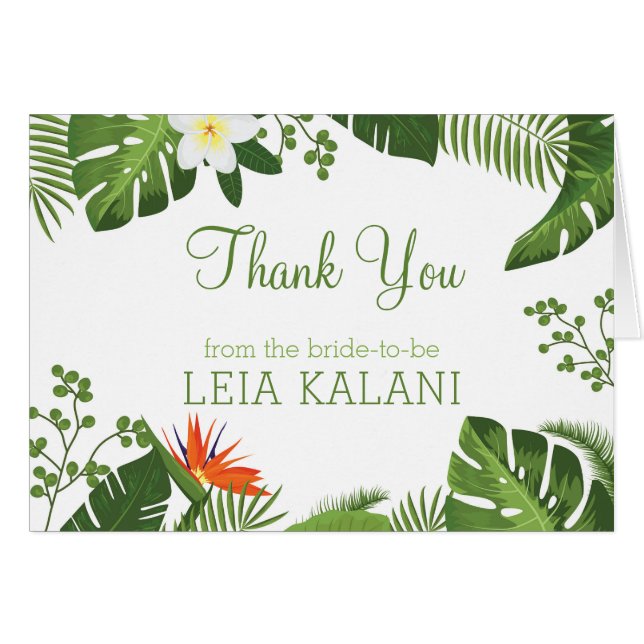 Botanical Tropical Foliage Bridal Shower Thank You (Front Horizontal)