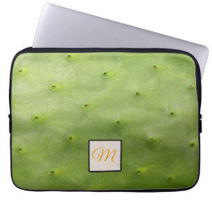 Botanical Tropical Green Cactus Photo Monogram Laptop Sleeve