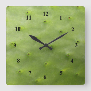 Botanical Tropical Green Cactus Photo Square Wall Clock