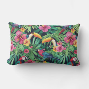 Botanical Tropical Greenery Pattern Lumbar Pillow