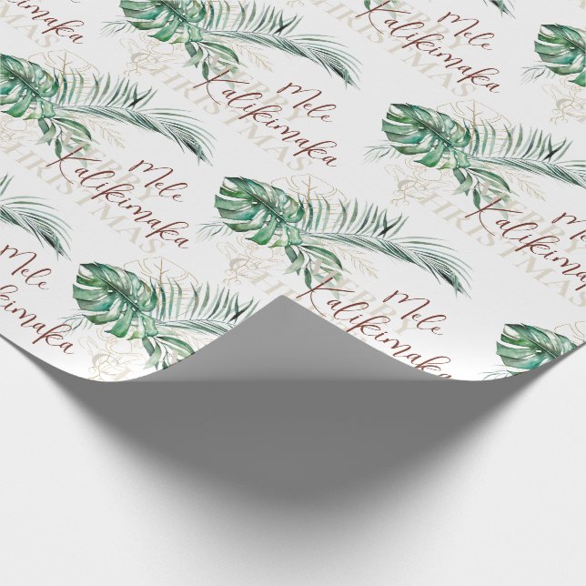 Botanical Tropical Mele Kalikimaka | Christmas Wrapping Paper (Corner)