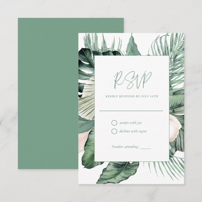 Botanical Tropical Wedding RSVP (Front/Back)