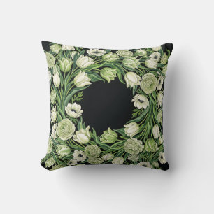 Botanical Tulips Throw Pillow