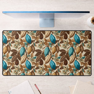 Botanical Turquoise Cacao Pattern Desk Mat