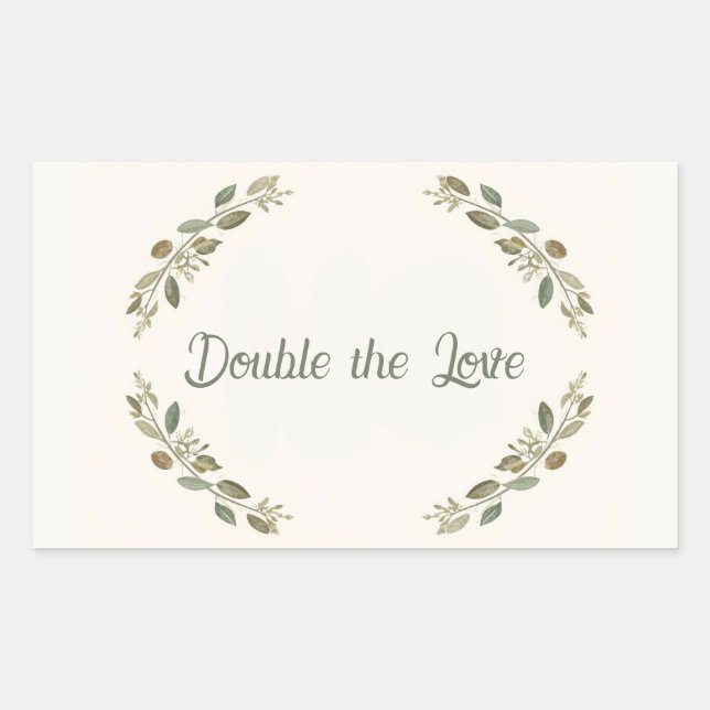 Botanical Twin Baby Shower Olive Branch Boho Green Sticker (Front)