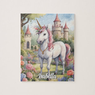 Botanical Unicorn Haven Personalized Girls Jigsaw Puzzle