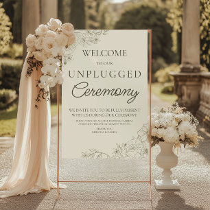 Botanical Unplugged Wedding Ceremony Poster Sign