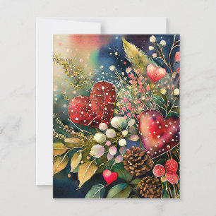 Botanical valentine hearts holiday card