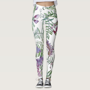 Botanical Vetch Flowers All Over Print Leggings
