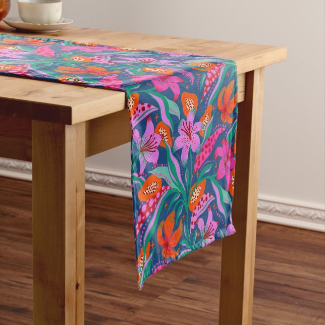 Botanical Vibrant Garden Short Table Runner (In Situ)