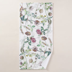 Botanical Vintage Clover Flowers Bath Towel Set