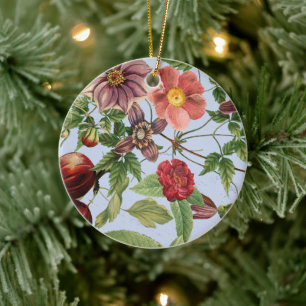 Botanical vintage design ceramic ornament