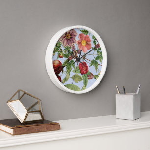 Botanical vintage design clock