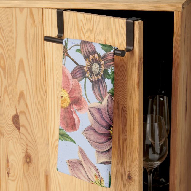 Botanical vintage design kitchen towel (Thirds Fold)