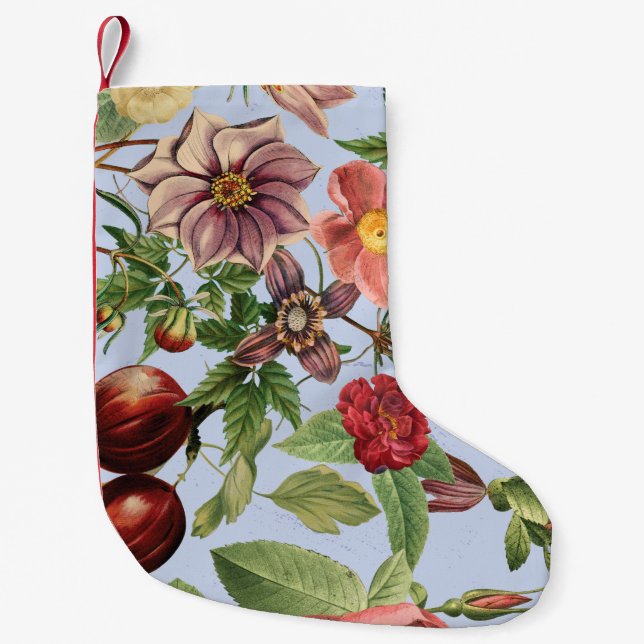 Botanical vintage design small christmas stocking (Front)