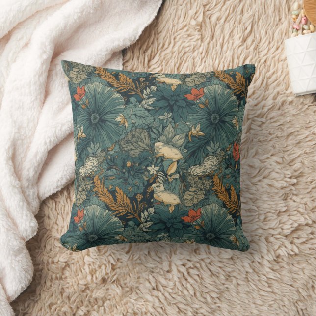 Botanical Vintage floral pattern design Throw Pillow (Blanket)