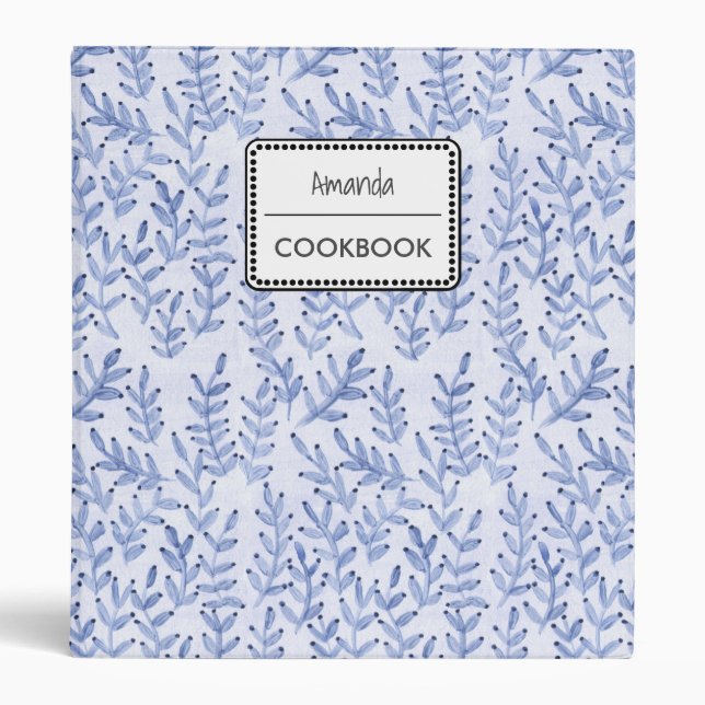 Botanical Vintage Floral Pattern Name Recipes Binder (Front)