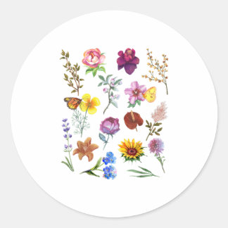 Botanical Vintage Flower Wildflower Farmer Classic Round Sticker
