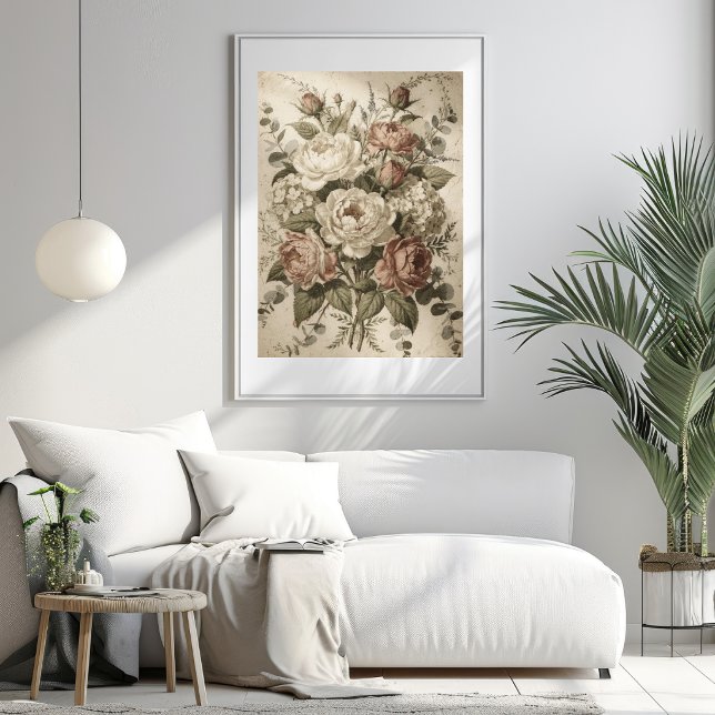 Botanical Vintage Flowers  Poster (Botanical Vintage Flowers 1480 x 1480 px Mockup 1)