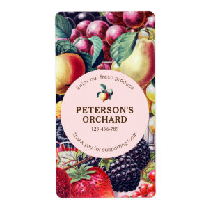 Botanical Vintage Fruit Local Farmer Label