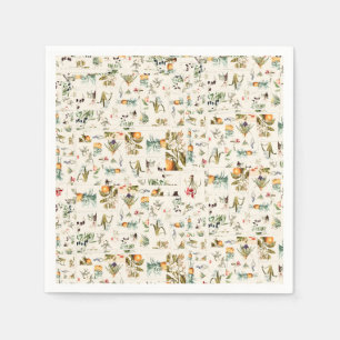 Botanical Vintage Illustrations Collage  Napkin
