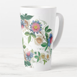 Botanical Vintage Passion Flowers  Latte Mug