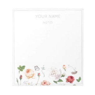 BOTANICAL VINTAGE ROSES NOTEPAD