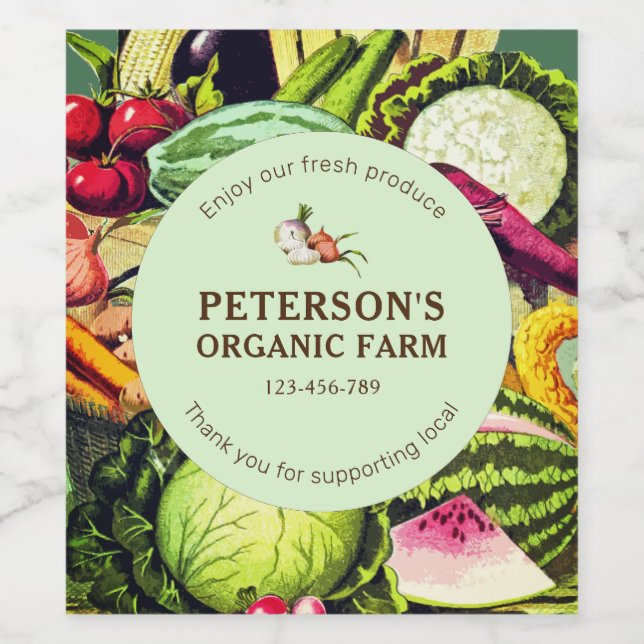 Botanical Vintage Vegetables Local Farmer Label (Single Label)