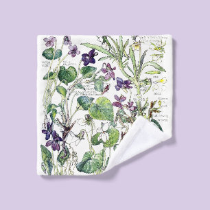 Botanical Violet Flowers Bath Towels