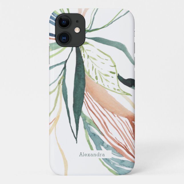 Botanical Watercolor Abstract Custom Phone case (Back)