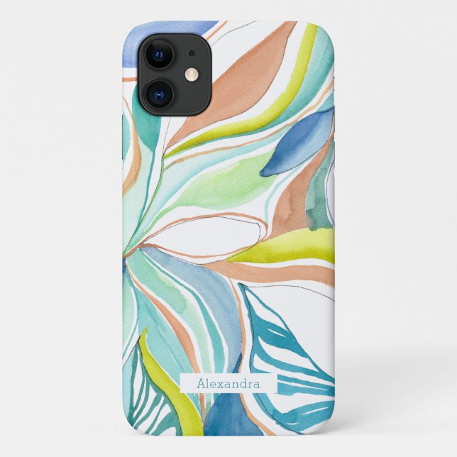 Botanical Watercolor Abstract Custom Phone case (Back)