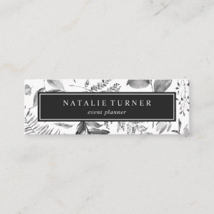 Botanical Watercolor Black & White Mini Business Card