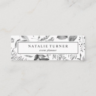 Botanical Watercolor Black & White Mini Business Card