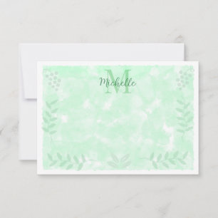 Botanical Watercolor Branches Leaves Monogram Card