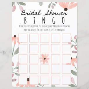 Botanical Watercolor Bridal Shower Bingo