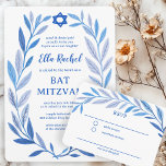Botanical Watercolor CUSTOM Bar Bat Mitzvah RSVP Enclosure Card<br><div class="desc">Perfect enclosure card to announce a bat mitzvah, bar mitzvah or other Jewish celebration! Hand drawn delicate leaf trame art for you! FULLY CUSTOMIZABLE! Click on “Personalize” above to edit the text. Click "edit using design tool" to adjust the fonts, colours and placements. Delete the back side design if you...</div>