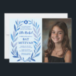 Botanical Watercolor CUSTOM PHOTO Bat Bar Mitzvah Invitation<br><div class="desc">Perfect card to announce a bat mitzvah, bar mitzvah or other Jewish celebration! Hand drawn delicate leaf trame art for you! FULLY CUSTOMIZABLE! Click on “Personalize” above to edit the text, add your photo. Click "edit using design tool" to adjust the fonts, colours and placements. Also you can easily change...</div>