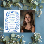 Botanical Watercolor CUSTOM PHOTO Bat Bar Mitzvah Invitation<br><div class="desc">Perfect card to announce a bat mitzvah, bar mitzvah or other Jewish celebration! Hand drawn delicate leaf trame art for you! FULLY CUSTOMIZABLE! Click on “Personalize” above to edit the text, add your photo. Click "edit using design tool" to adjust the fonts, colours and placements. Also you can easily change...</div>