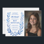 Botanical Watercolor CUSTOM PHOTO Bat Bar Mitzvah Invitation<br><div class="desc">Perfect card to announce a bat mitzvah, bar mitzvah or other Jewish celebration! Hand drawn delicate leaf trame art for you! FULLY CUSTOMIZABLE! Click on “Personalize” above to edit the text, add your photo. Click "edit using design tool" to adjust the fonts, colours and placements. Also you can easily change...</div>