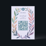 Botanical Watercolor CUSTOM QR Bar Bat Mitzvah Enclosure Card<br><div class="desc">Perfect ENCLOSURE card to announce a bat mitzvah, bar mitzvah or other Jewish celebration! Hand drawn delicate leaf trame art for you! FULLY CUSTOMIZABLE! Click on “Personalize” above to edit the text and add your link to the QR code. Click "edit using design tool" to adjust the fonts, colors and...</div>