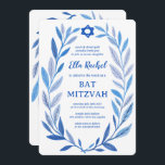 Botanical Watercolor CUSTOM QR Bar Bat Mitzvah Invitation<br><div class="desc">Perfect card to announce a bat mitzvah, bar mitzvah or other Jewish celebration! Hand drawn delicate leaf trame art for you! FULLY CUSTOMIZABLE! Click on “Personalize” above to edit the text and add your link to the QR code. Click "edit using design tool" to adjust the fonts, colours and placements....</div>