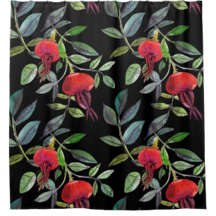 Botanical watercolor drawing dogrose pattern. Brig